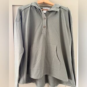 Sage Green Hooded Henley Sweatshirt